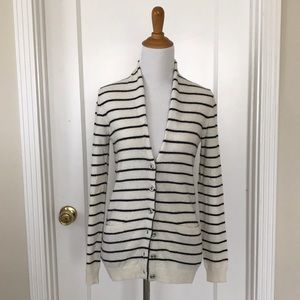 Banana Republic Black and Ivory Striped Long Cardigan